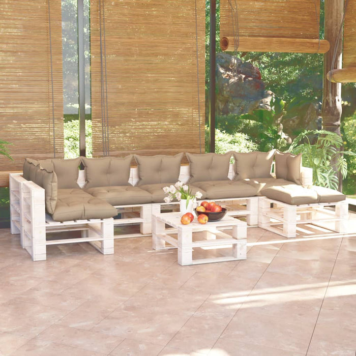 8-tlg. Garten-Lounge-Set aus Paletten mit Kissen Kiefernholz