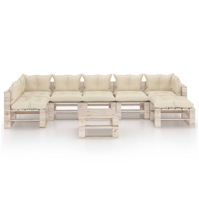 8-tlg. Garten-Lounge-Set aus Paletten mit Kissen Kiefernholz