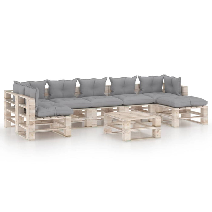 8-tlg. Garten-Lounge-Set aus Paletten mit Kissen Kiefernholz