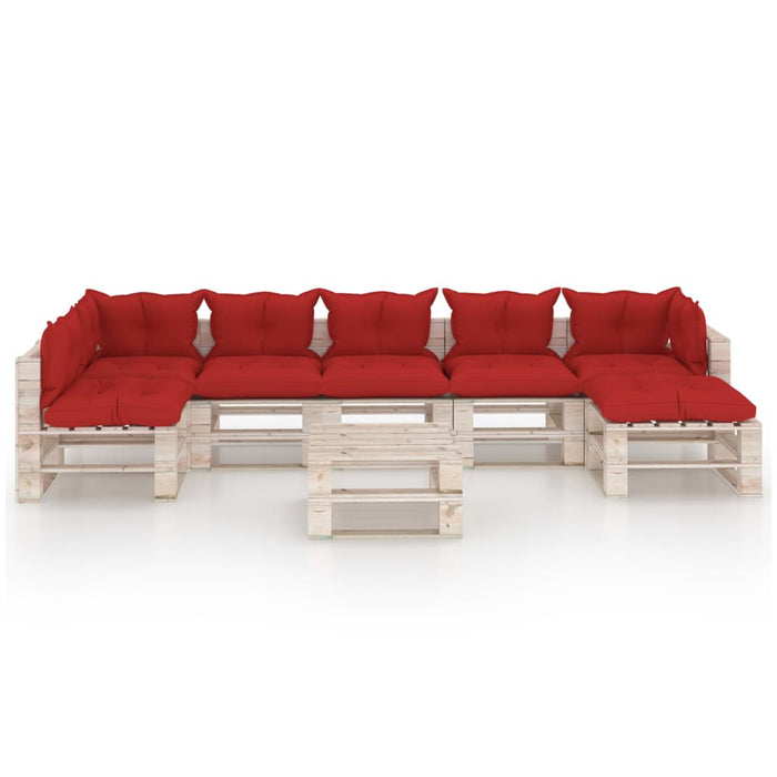 8-tlg. Garten-Lounge-Set aus Paletten mit Kissen Kiefernholz