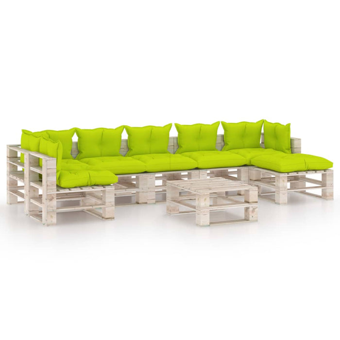 8-tlg. Garten-Lounge-Set aus Paletten mit Kissen Kiefernholz