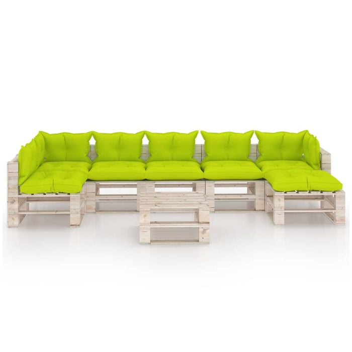 8-tlg. Garten-Lounge-Set aus Paletten mit Kissen Kiefernholz