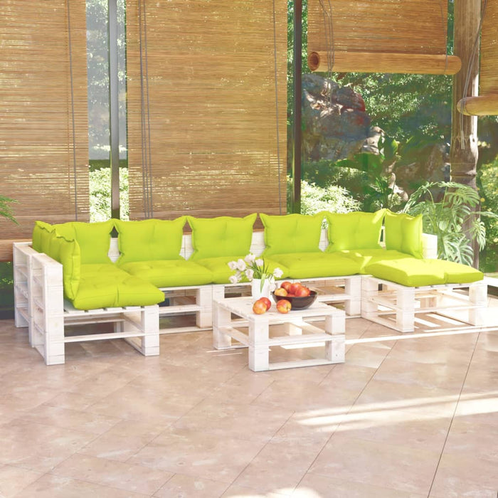 8-tlg. Garten-Lounge-Set aus Paletten mit Kissen Kiefernholz