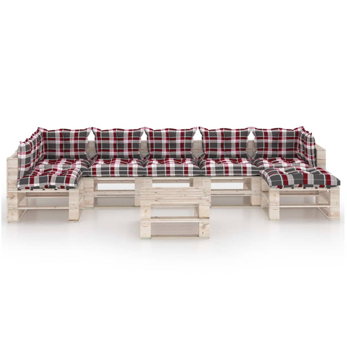 8-tlg. Garten-Lounge-Set aus Paletten mit Kissen Kiefernholz
