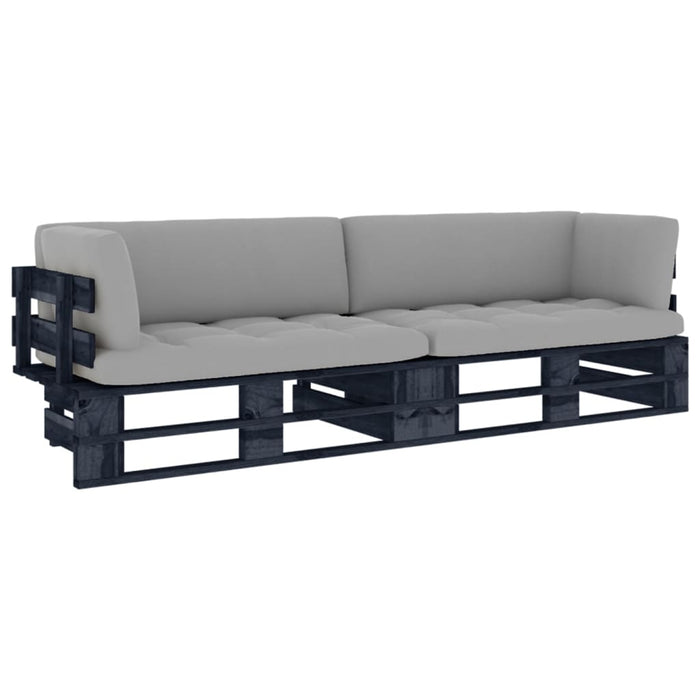 2 Seater Pallet Sofa Black Impregnated Pinewood