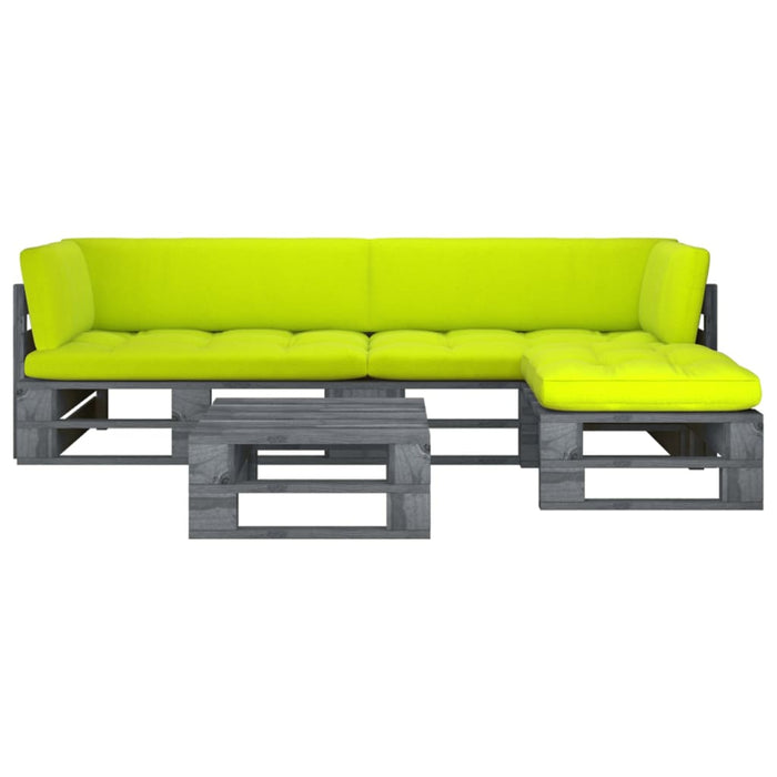 4-tlg. Paletten-Lounge-Set Grau Imprägniertes Kiefernholz