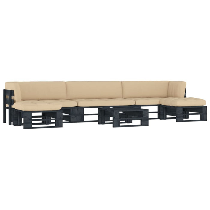 6-tlg. Paletten-Lounge-Set Schwarz Imprägniertes Kiefernholz