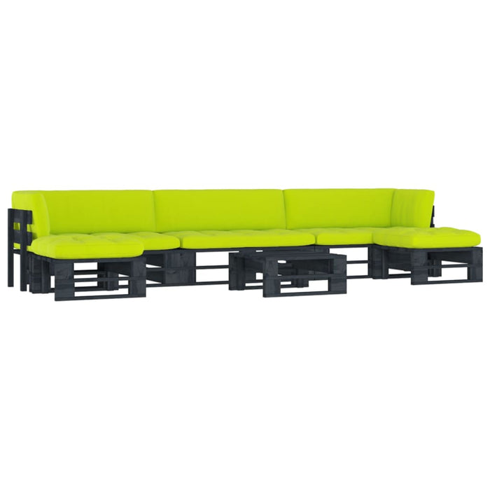 6-tlg. Paletten-Lounge-Set Schwarz Imprägniertes Kiefernholz