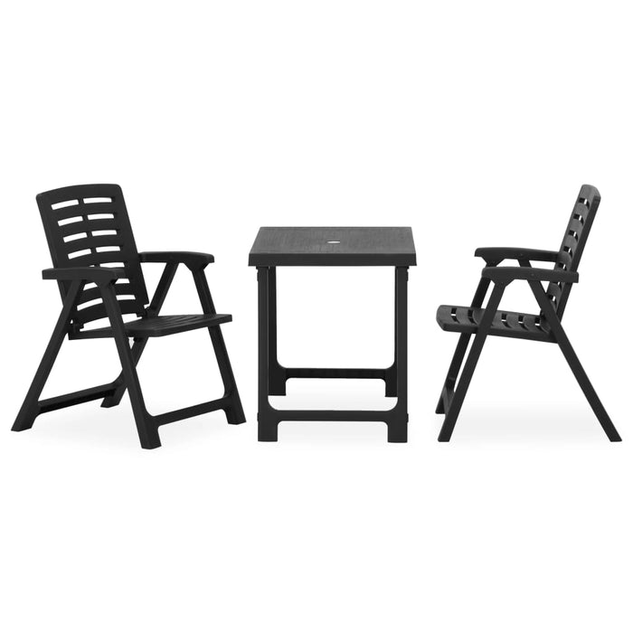 3-tlg. Bistro-Set Klappbar Kunststoff Grau