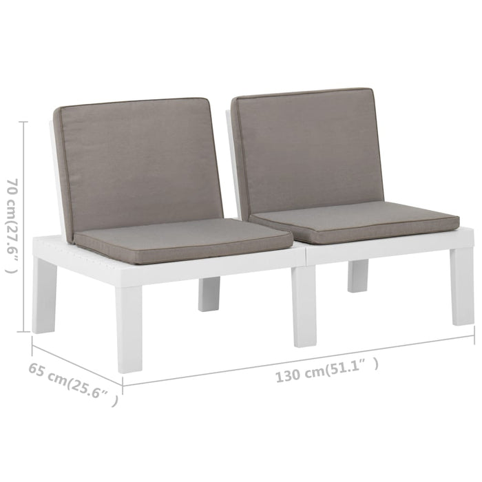 2-tlg. Garten-Lounge-Set mit Auflagen Kunststoff Weiß