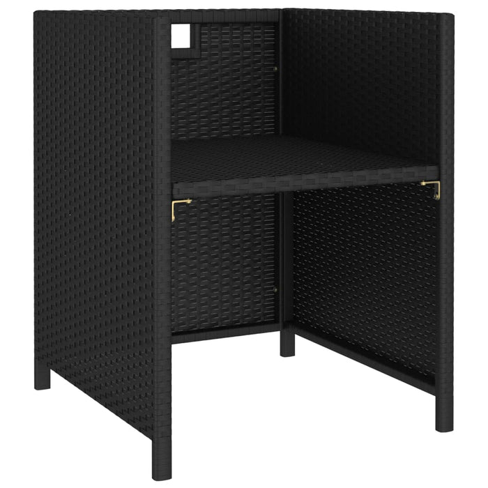 6-tlg. Garten-Essgruppe mit Auflagen Poly Rattan Schwarz