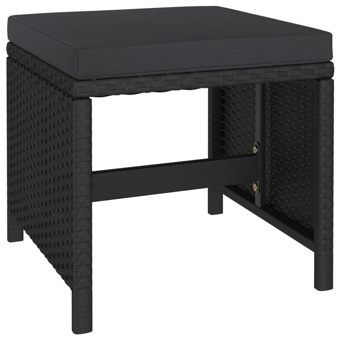 6-tlg. Garten-Essgruppe mit Auflagen Poly Rattan Schwarz