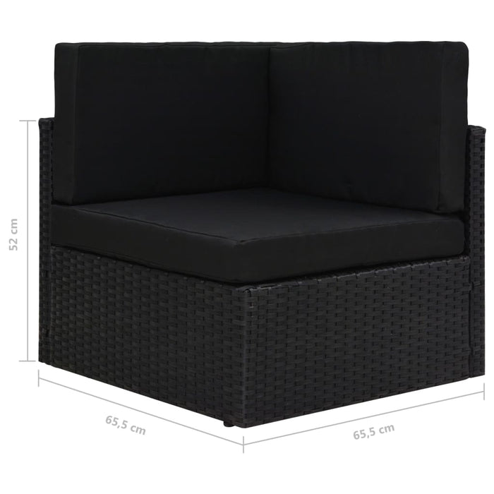 5-tlg. Garten-Lounge-Set mit Kissen Schwarz Poly Rattan