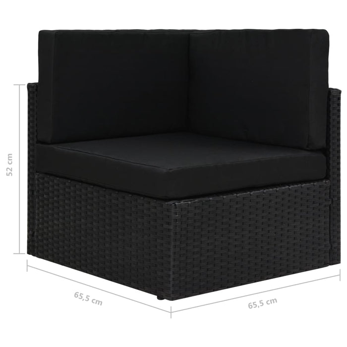 6-tlg. Garten-Lounge-Set mit Kissen Schwarz Poly Rattan