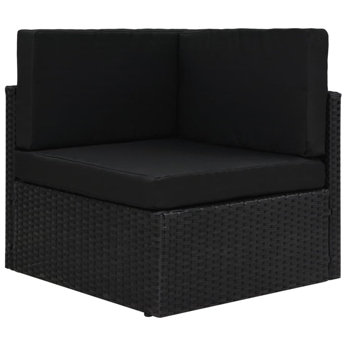 6-tlg. Garten-Lounge-Set mit Kissen Schwarz Poly Rattan