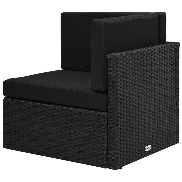 7-tlg. Garten-Lounge-Set mit Kissen Schwarz Poly Rattan