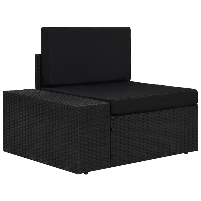 7-tlg. Garten-Lounge-Set mit Kissen Schwarz Poly Rattan