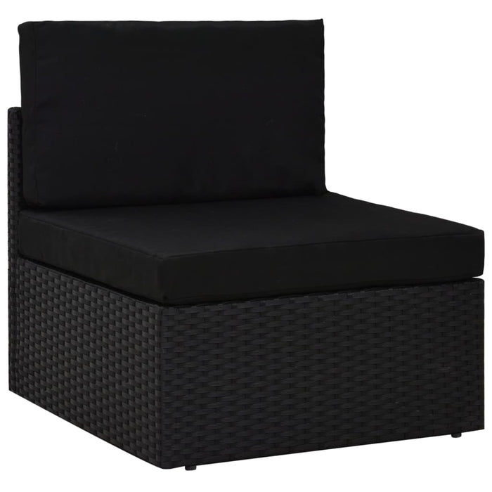 12-tlg. Garten-Lounge-Set mit Kissen Schwarz Poly Rattan