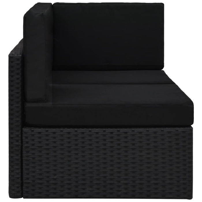 11-tlg. Garten-Lounge-Set mit Kissen Schwarz Poly Rattan