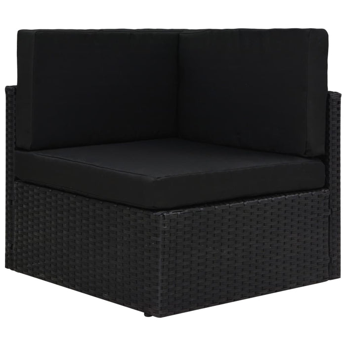 11-tlg. Garten-Lounge-Set mit Kissen Schwarz Poly Rattan
