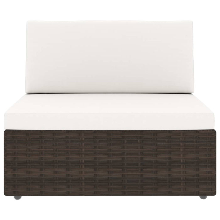 5-tlg. Garten-Lounge-Set mit Kissen Braun Poly Rattan