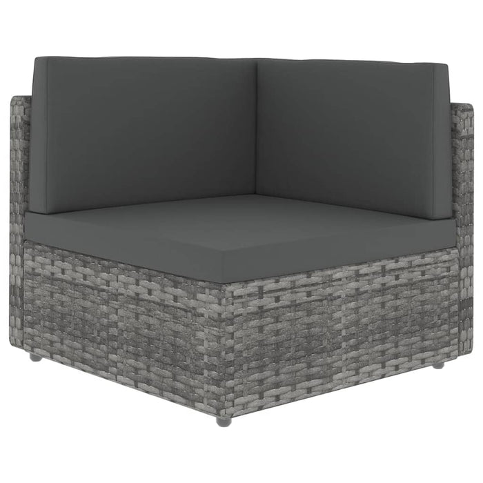 6-tlg. Garten-Lounge-Set mit Kissen Grau Poly Rattan