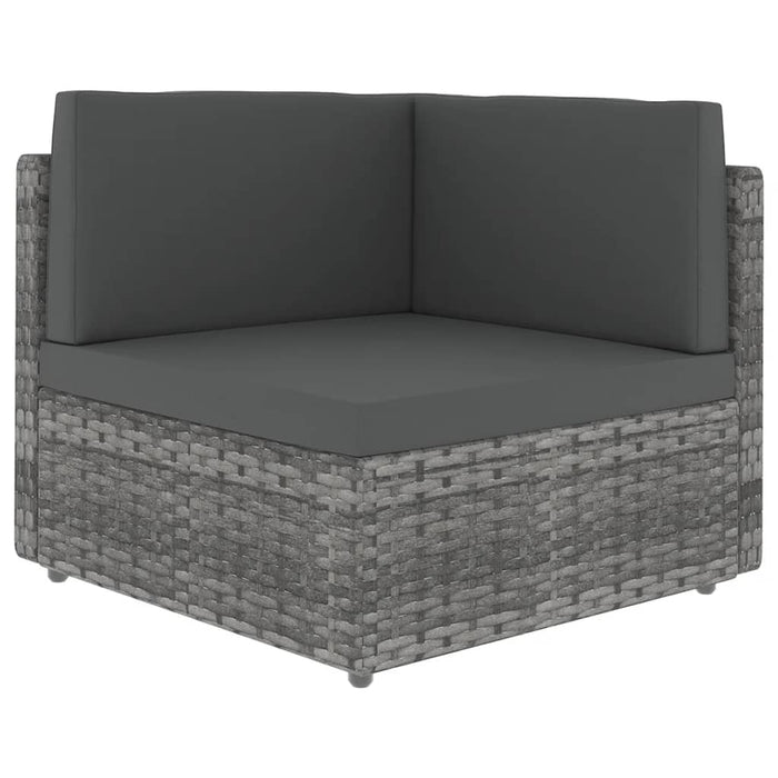 6-tlg. Garten-Lounge-Set mit Kissen Grau Poly Rattan