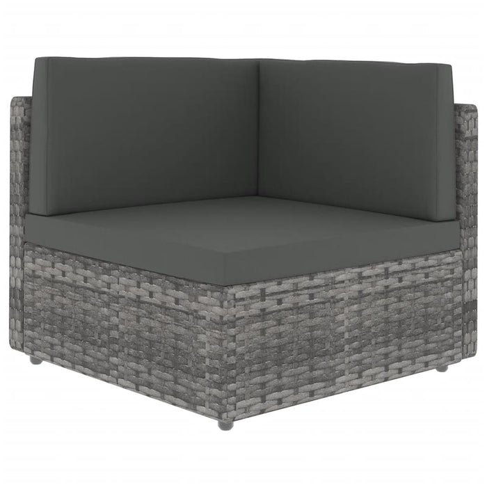 7-tlg. Garten-Lounge-Set mit Kissen Grau Poly Rattan