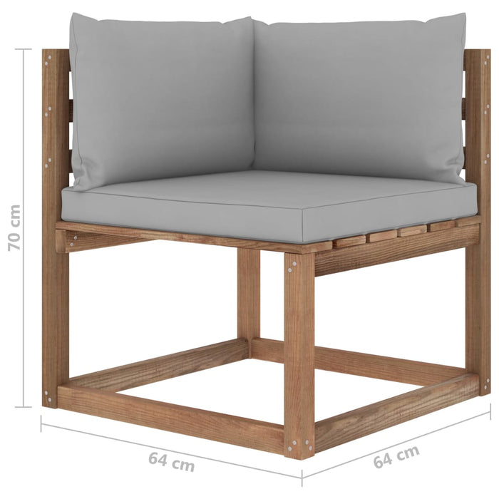 Outdoor-Ecksofa Paletten mit Kissen in Grau