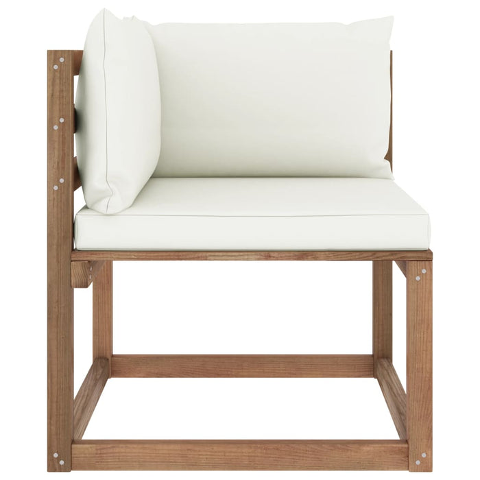 Outdoor-Ecksofa Paletten mit Kissen in Creme