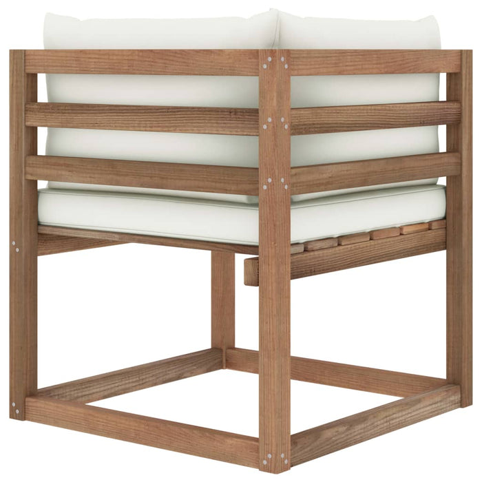 Outdoor-Ecksofa Paletten mit Kissen in Creme