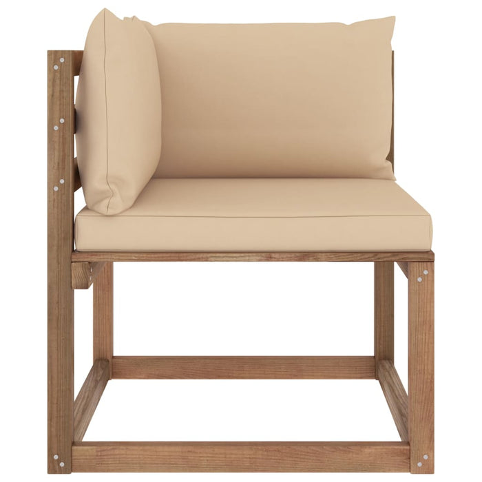 Outdoor-Ecksofa Paletten mit Kissen in Beige