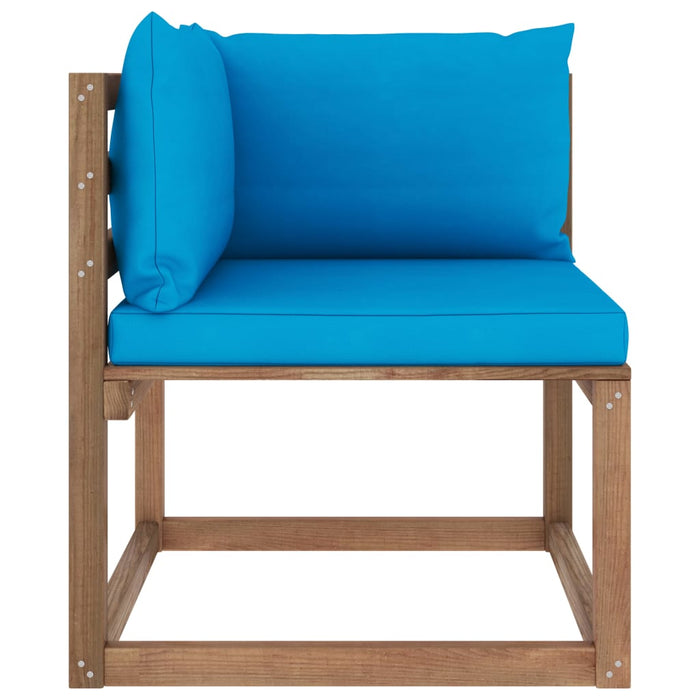 Outdoor-Ecksofa Paletten mit Kissen in Blau