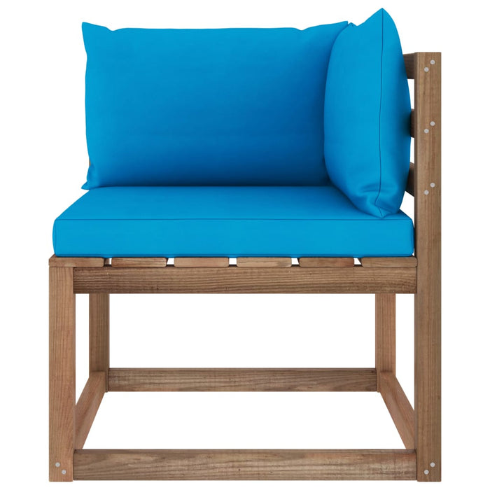 Outdoor-Ecksofa Paletten mit Kissen in Blau