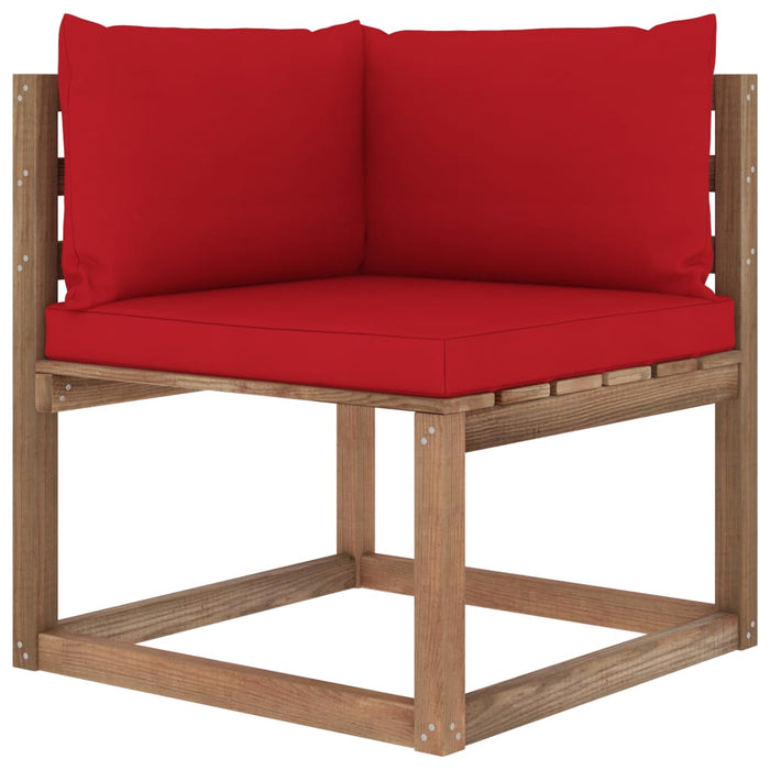 Outdoor-Ecksofa Paletten mit Kissen in Rot