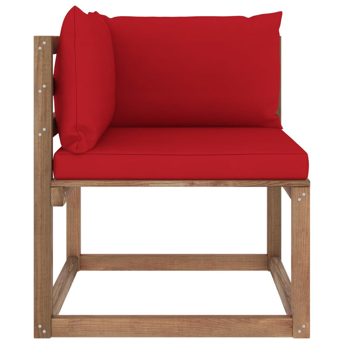 Outdoor-Ecksofa Paletten mit Kissen in Rot