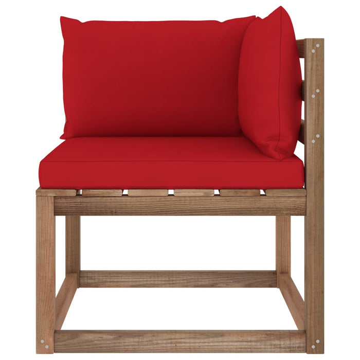 Outdoor-Ecksofa Paletten mit Kissen in Rot