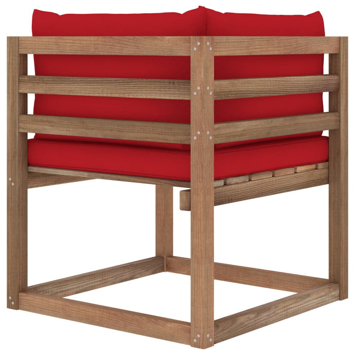 Outdoor-Ecksofa Paletten mit Kissen in Rot