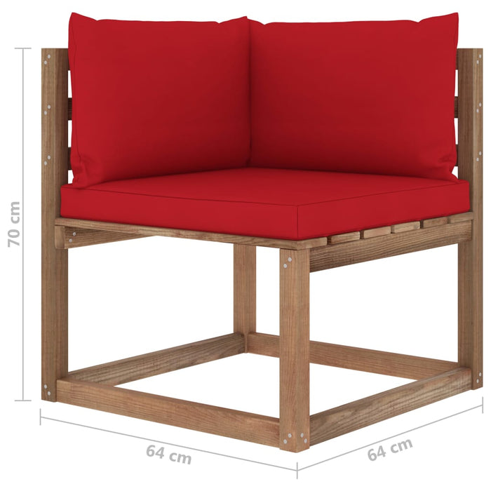 Outdoor-Ecksofa Paletten mit Kissen in Rot