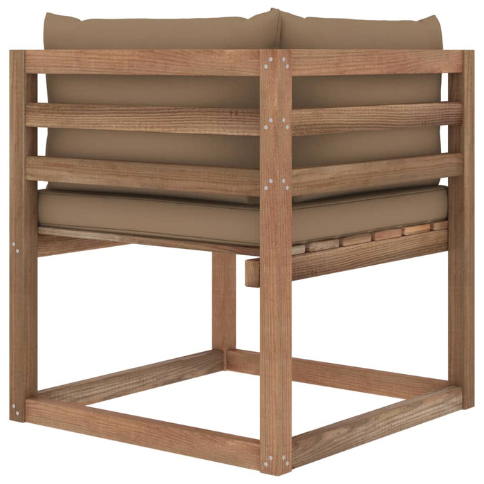 Outdoor-Ecksofa Paletten mit Kissen in Taupe