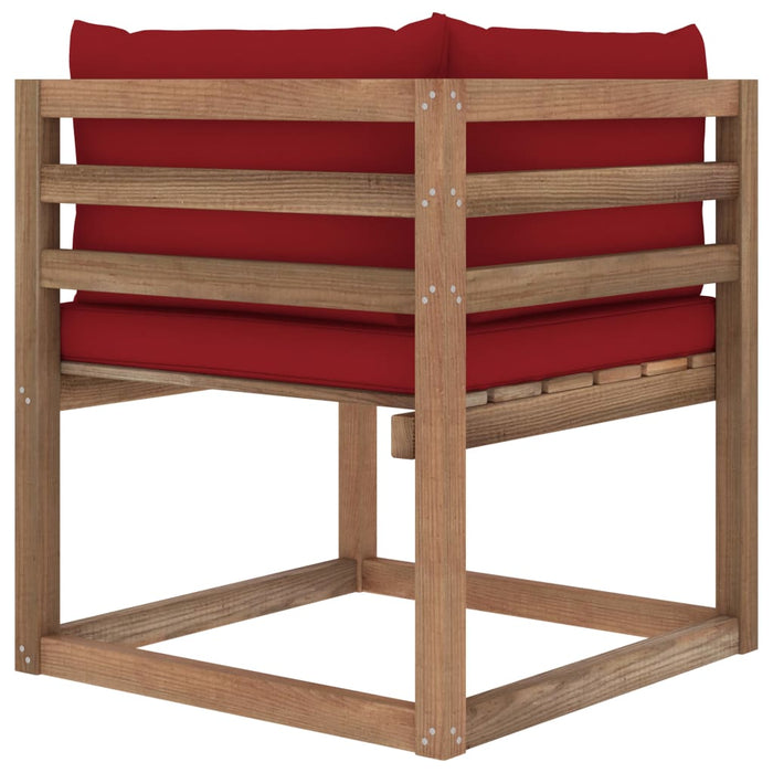 Outdoor-Ecksofa Paletten mit Kissen in Weinrot