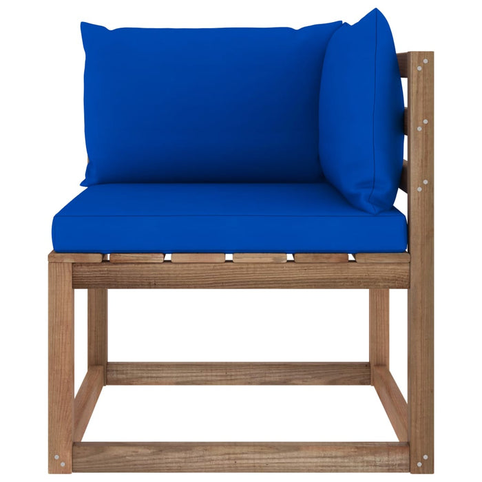 Outdoor-Ecksofa Paletten mit Kissen in Blau
