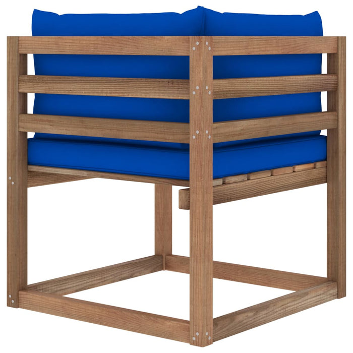 Outdoor-Ecksofa Paletten mit Kissen in Blau