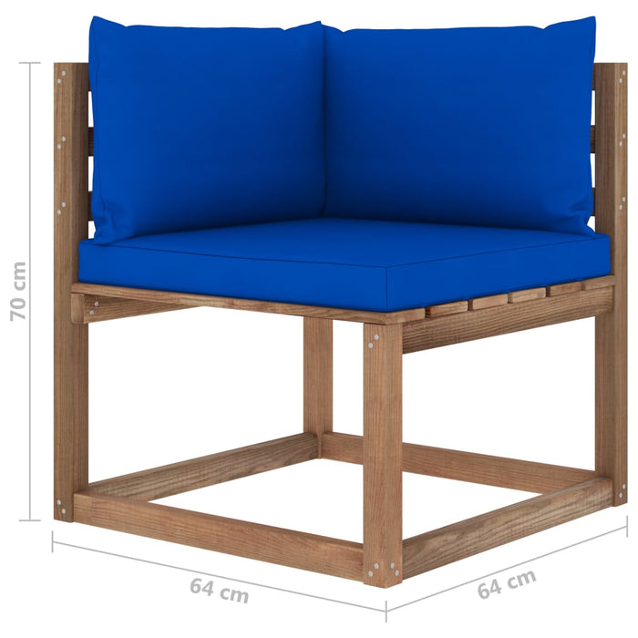 Outdoor-Ecksofa Paletten mit Kissen in Blau