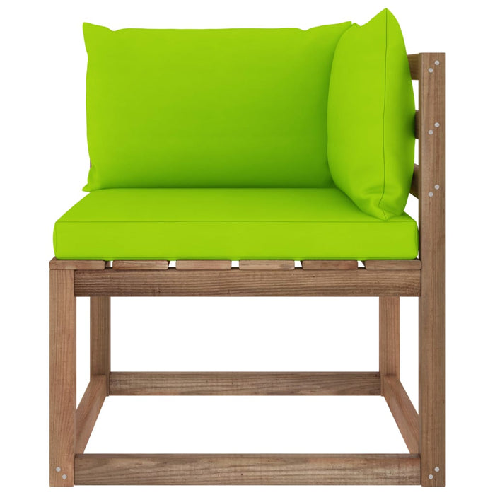 Outdoor-Ecksofa Paletten mit Kissen in Hellgrün