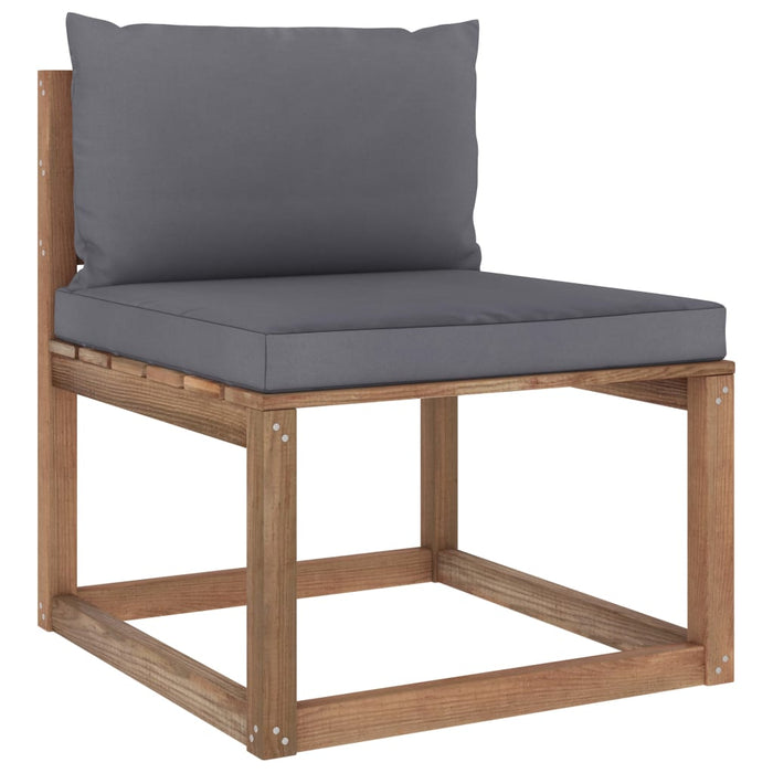 Garten-Paletten-Mittelsofa mit Kissen Anthrazit