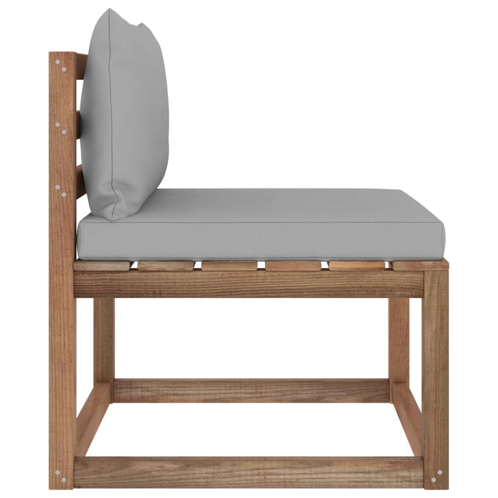 Outdoor-Mittelsofa Paletten mit Kissen in Grau
