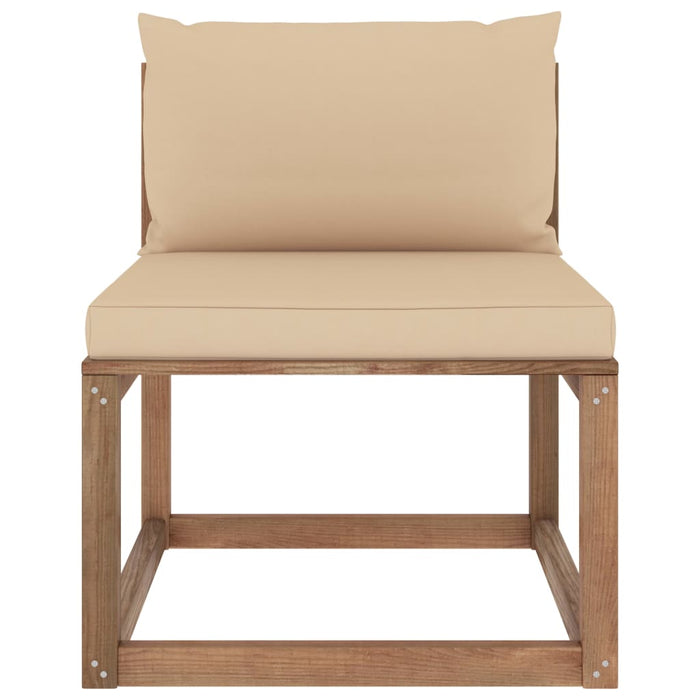 Outdoor-Mittelsofa Paletten mit Kissen in Beige
