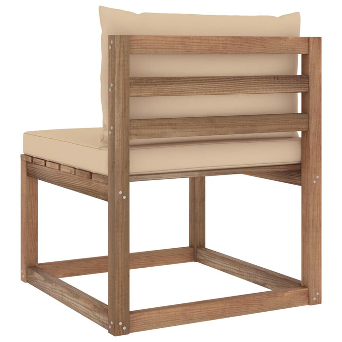 Outdoor-Mittelsofa Paletten mit Kissen in Beige