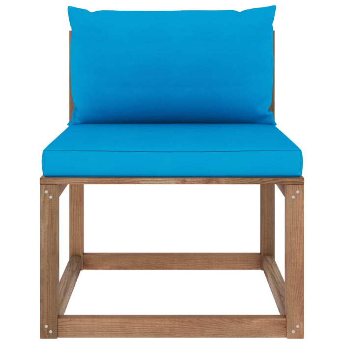 Outdoor-Mittelsofa Paletten mit Kissen in Blau